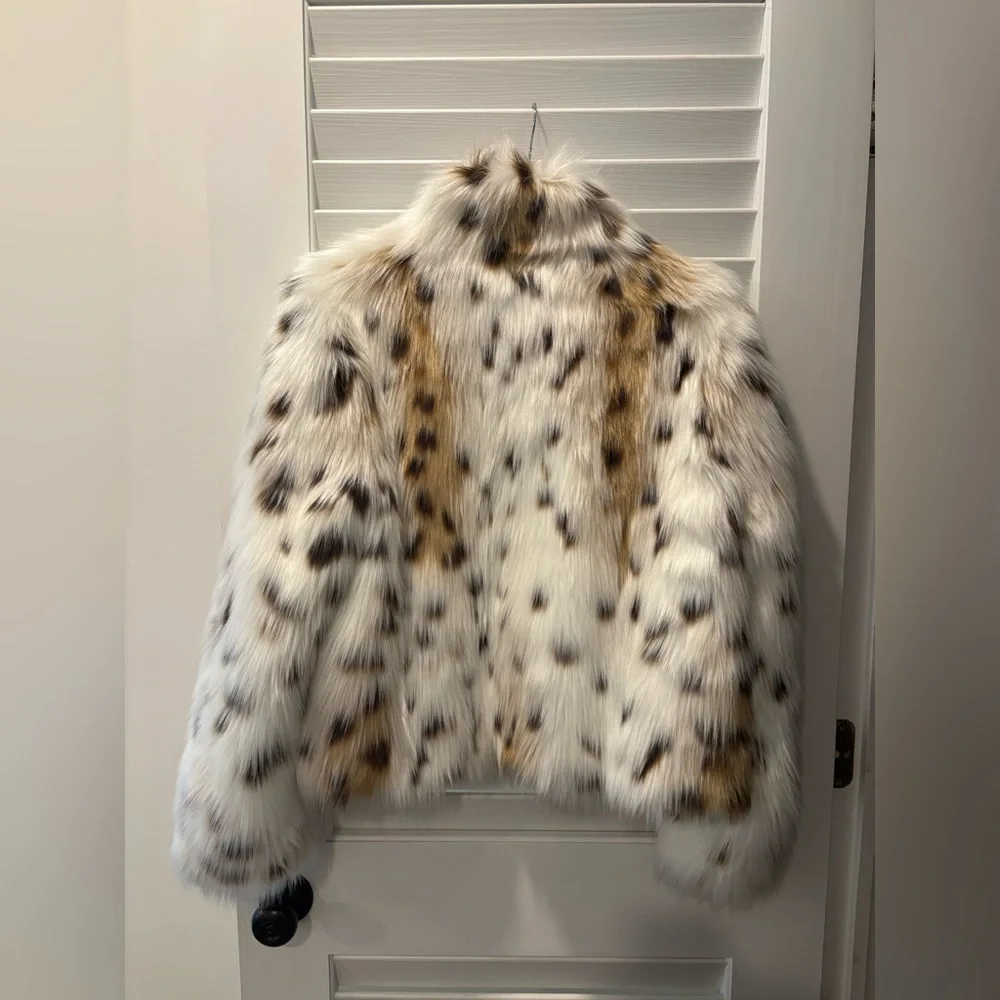 Zara White and Brown Faux Fur Jacket - Picture 13 of 13